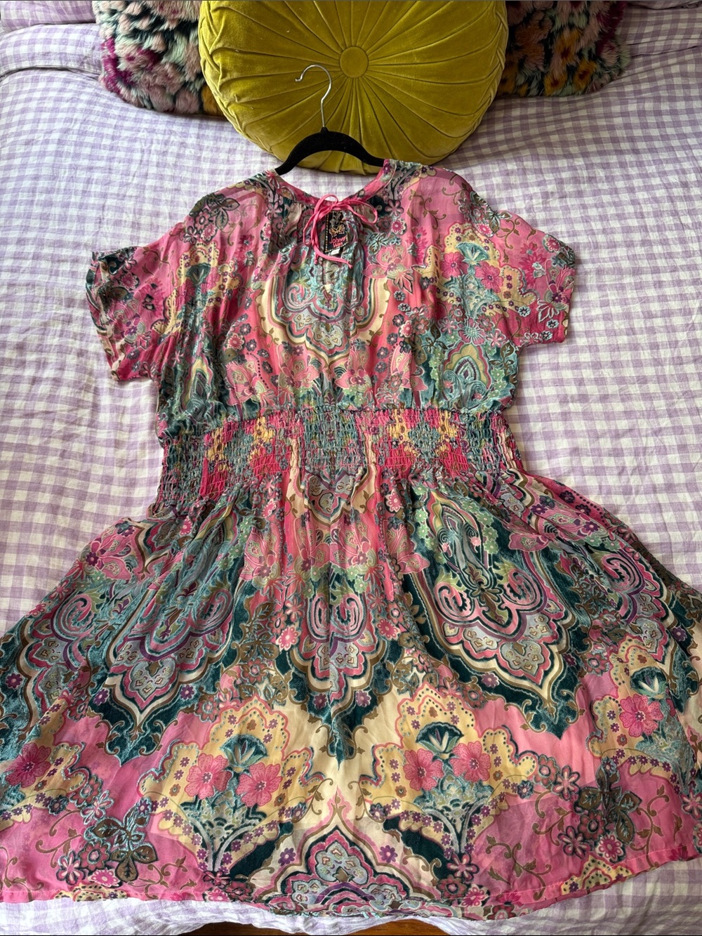 Johnny Was Pink Paisley Smocked Waist Kids Dress